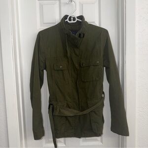 Gap Olive Green Womens Utility Jacket Sz S Flap Pockets Snap Military